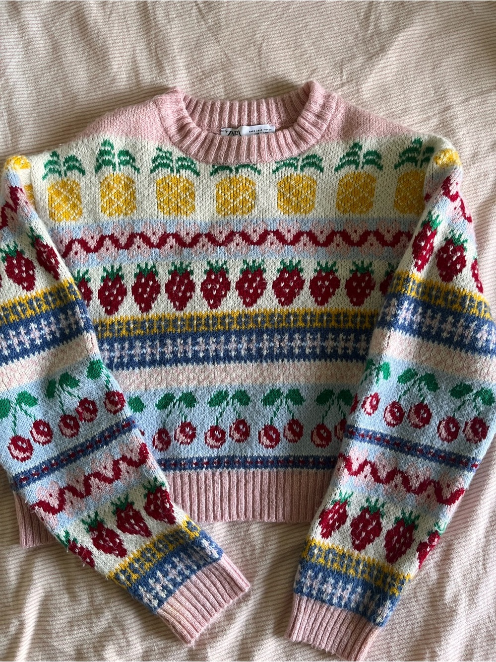 ZARA Fruit Jacquard sweater